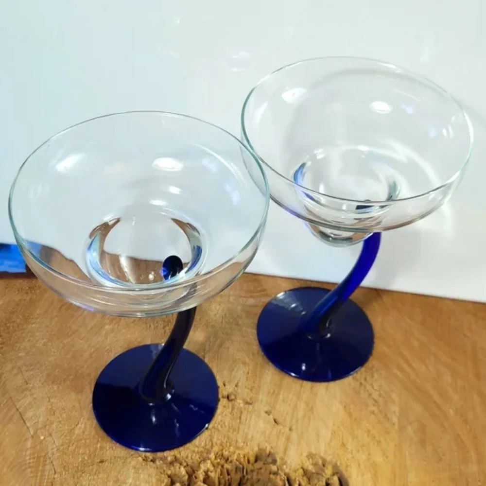 Libbey Bravura Cobalt SWERVE Margarita Glasses